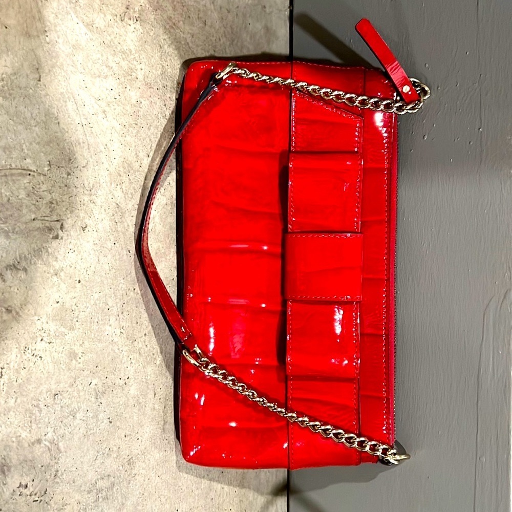 Kate Spade Byrd Knightsbridge Red Croc Patent Leather Shoulder Handbag